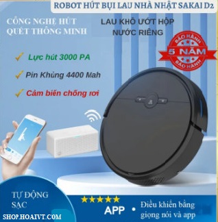 Robot h&uacute;t bụi lau nh&agrave; cao cấp Nhật Sakai D2-001